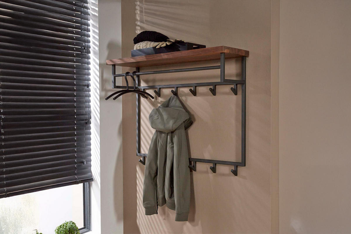 GARDEROBE ADELIA Grau Nussbaum - Grau, Metall (100/80/30cm) - KAWOLA