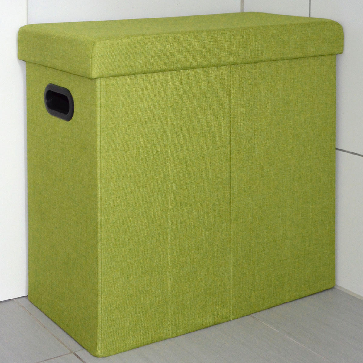 WÄSCHEKORB mit Deckel, 50/25/49 cm Grün - Grün, Textil (28/50/50cm) - Dunedesign