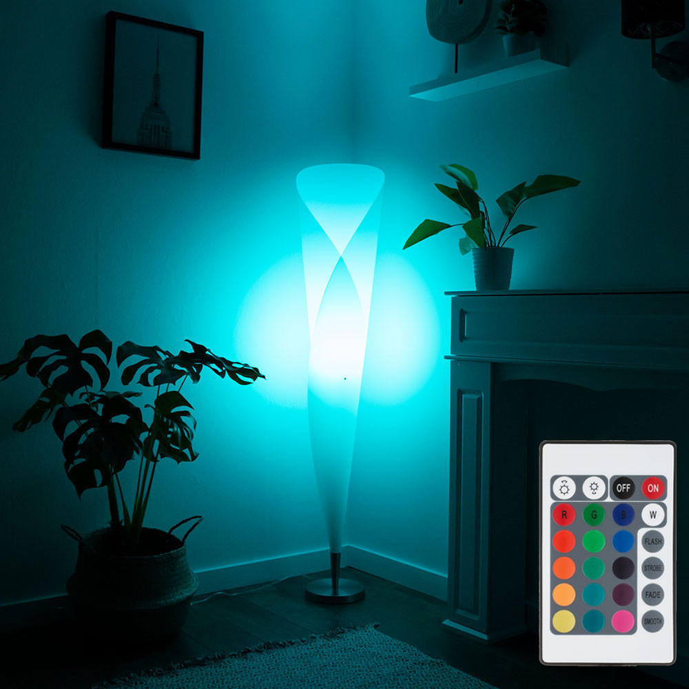 LED STEHLEUCHTE Weißer Lampenschirm - Weiß, Metall (30/30/146cm) - Globo Lighting