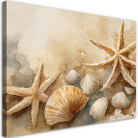 LEINWANDBILD Muscheln und Seesterne Acryl - Beige, Textil (100/70cm) - Feeby