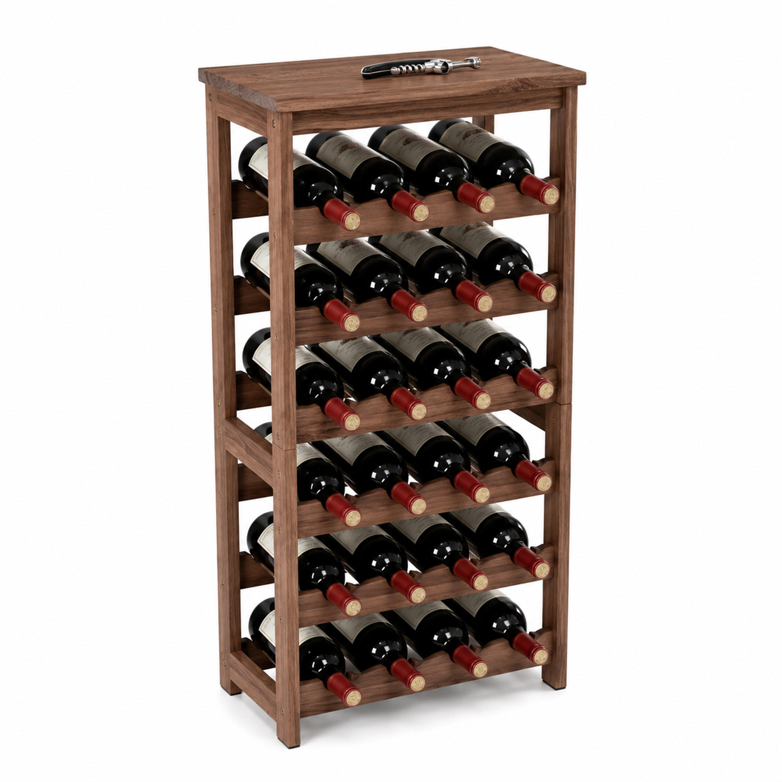 WEINREGAL Dunkelbraun Walnussholz 24 Flaschen - Braun, Holz (40/82/24cm) - Relaxdays