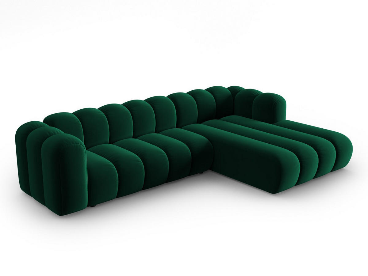 ECKSOFA modular rechts Lupine aus Samt flaschengrün 4 Sitzplätze - Dunkelgrün, Textil (177/290cm) - Micadoni