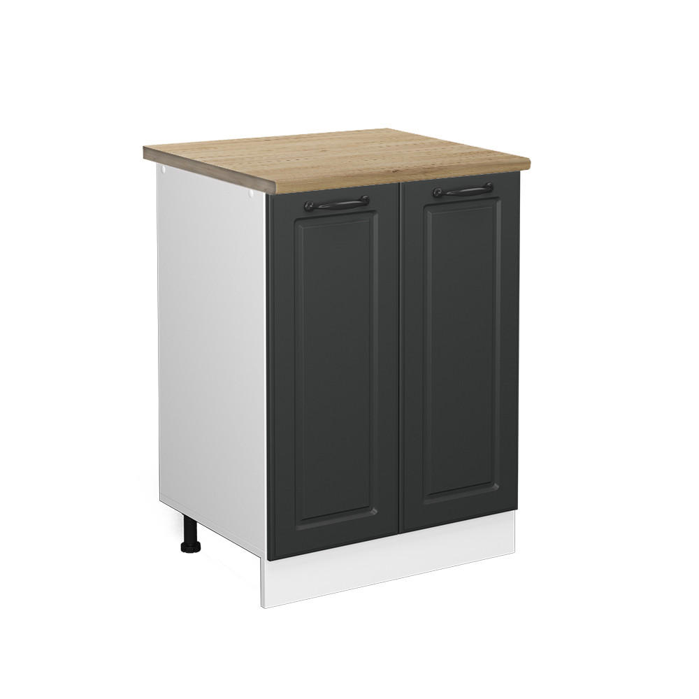 KÜCHENUNTERSCHRANK R-Line Anthrazit Landhaus 60 cm , AP Eiche - Anthrazit/Weiß, Holzwerkstoff (60/81.6/60cm) - Vicco