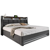 POLSTERBETT mit Stauraum und USB 160x200 cm Grau - Grau, Metall (160/200cm) - Meubliv