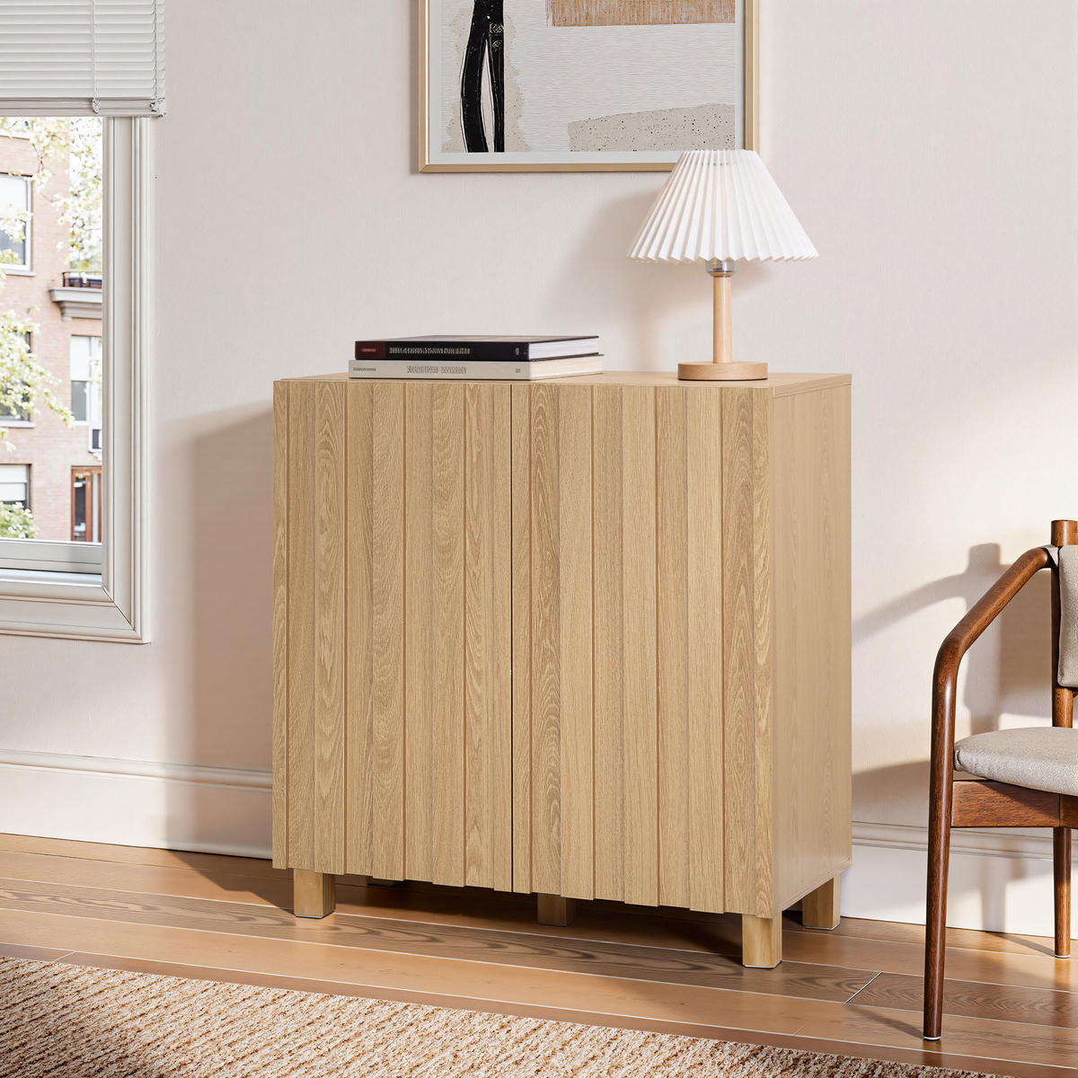 SIDEBOARD | B80 x T35 x H80 cm - Eichefarben, Holz/Holzwerkstoff (80/80/35cm) - Hometopia