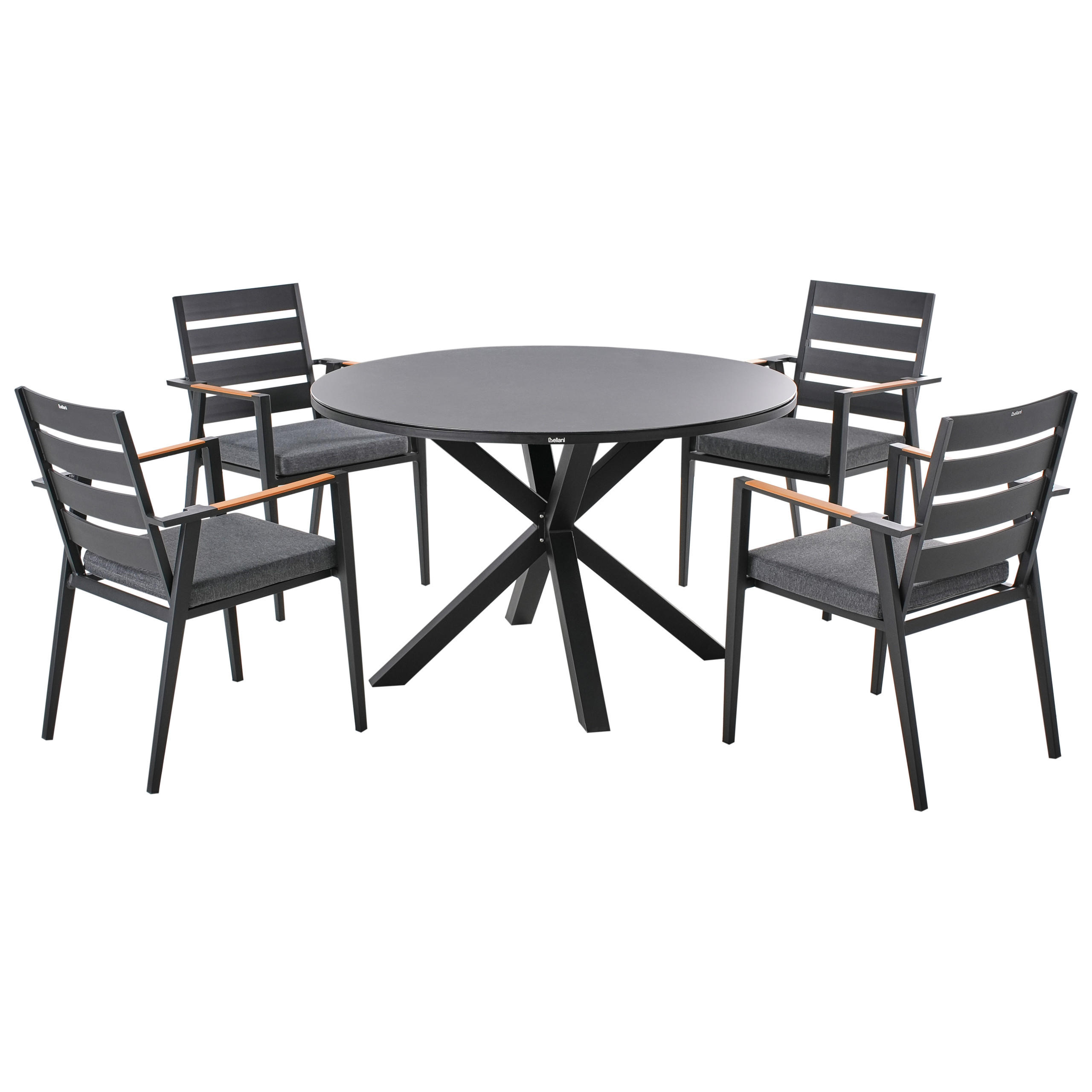 GARTENMÖBEL-SET 4-Sitzer Schwarz Metall Maletto/taviano - Schwarz, Metall - Beliani
