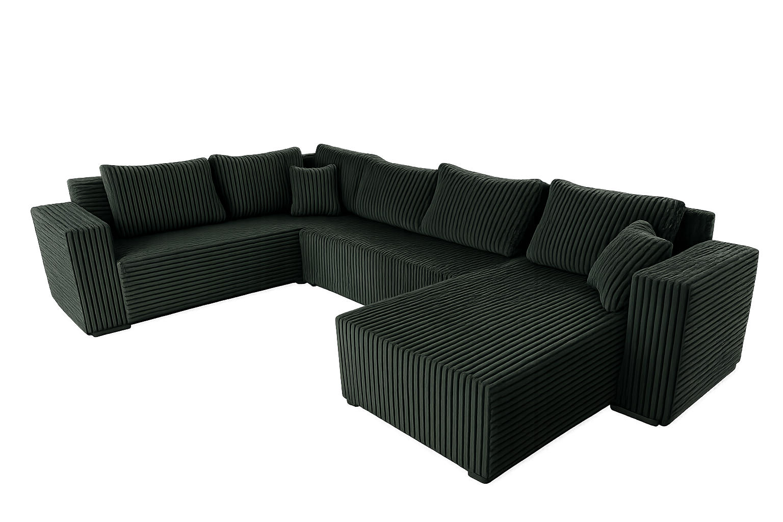 WOHNLANDSCHAFT Stylo U-Form mit Schlaffunktion & Bettkasten – Ecksofa in Cord Tilia – Breite 315 cm Grün - Grün, Kunststoff (314/90/215cm) - Wohnideebilder