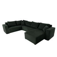WOHNLANDSCHAFT Stylo U-Form mit Schlaffunktion & Bettkasten – Ecksofa in Cord Tilia – Breite 315 cm Grün - Grün, Kunststoff (314/90/215cm) - Wohnideebilder