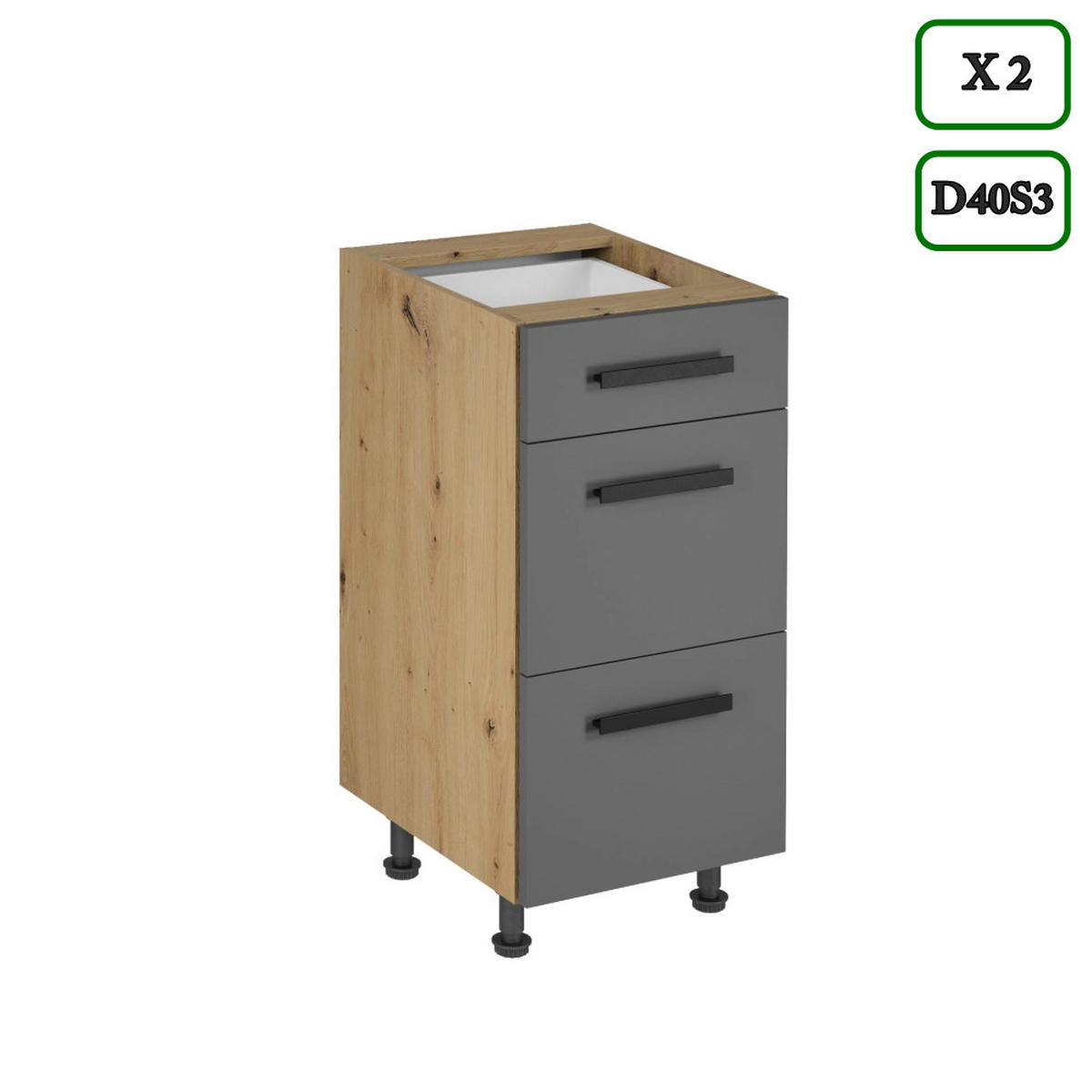 KÜCHENLEERBLOCK 280 cm - Langen K98-M280 - in Grau/Artisan Eiche - Eiche Artisan/Grau, Holz (280/212/60cm)