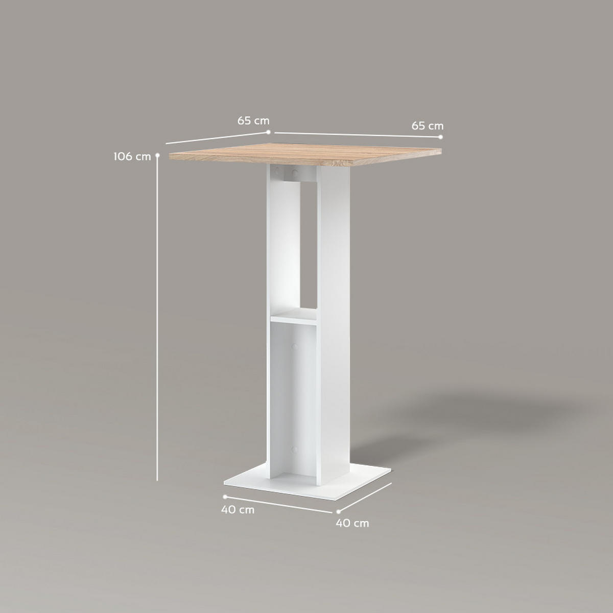 BARTISCH Regusa Weiß/Sonoma 65 x 65 cm - Weiß/Sonoma Eiche, Holzwerkstoff (65/65/106cm) - Livinity®