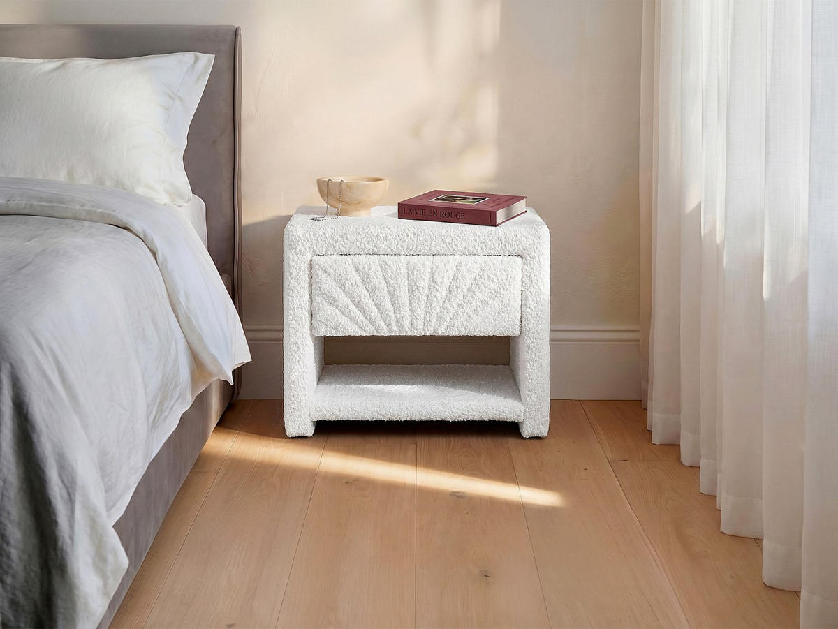 NACHTTISCH - 50 cm x 35 cm - Stoff - Weiß - ULAMI - Weiß, Textil (50/41/35cm) - Vente-Unique