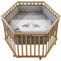 LAUFGITTER 6-eckig, Jumbo twins grau - Naturfarben, Holzwerkstoff (118.5/72.5/103.5cm) - Roba