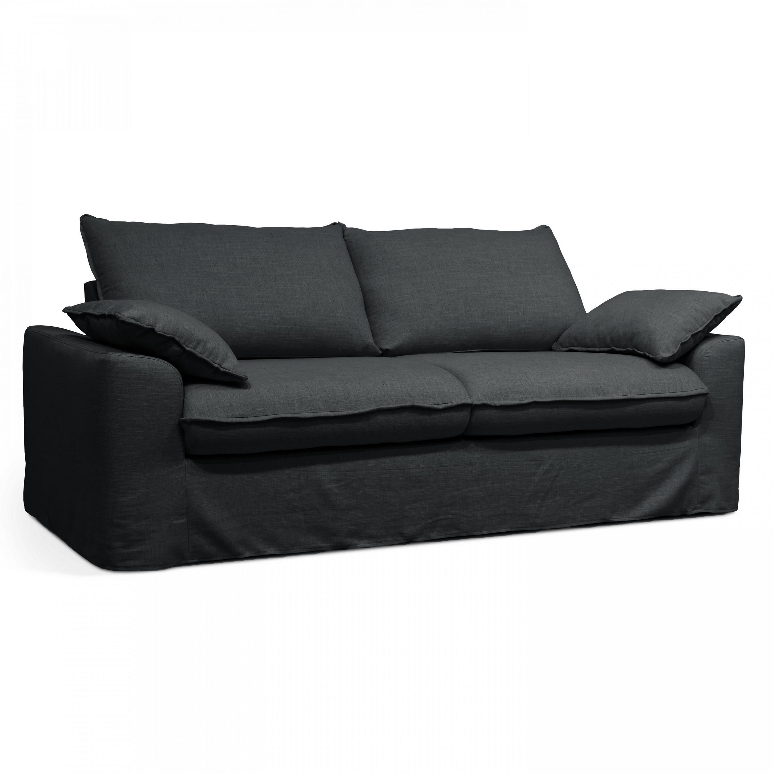 3-SITZER-SOFA, Stoff, Grau - Grau, Textil (97/88/205cm) - Oviala