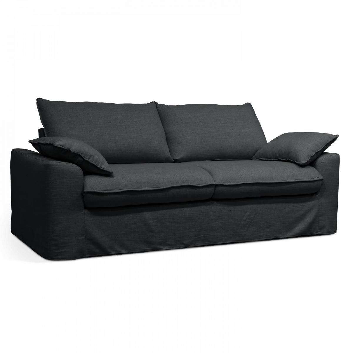 3-SITZER-SOFA, Stoff, Grau - Grau, Textil (97/88/205cm) - Oviala