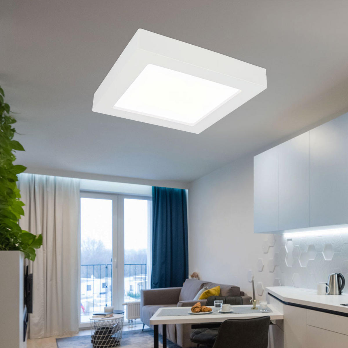 LED DECKENLEUCHTE Kunststoff Weiß - Weiß, Kunststoff (17.2/17.2/3.5cm) - Globo Lighting