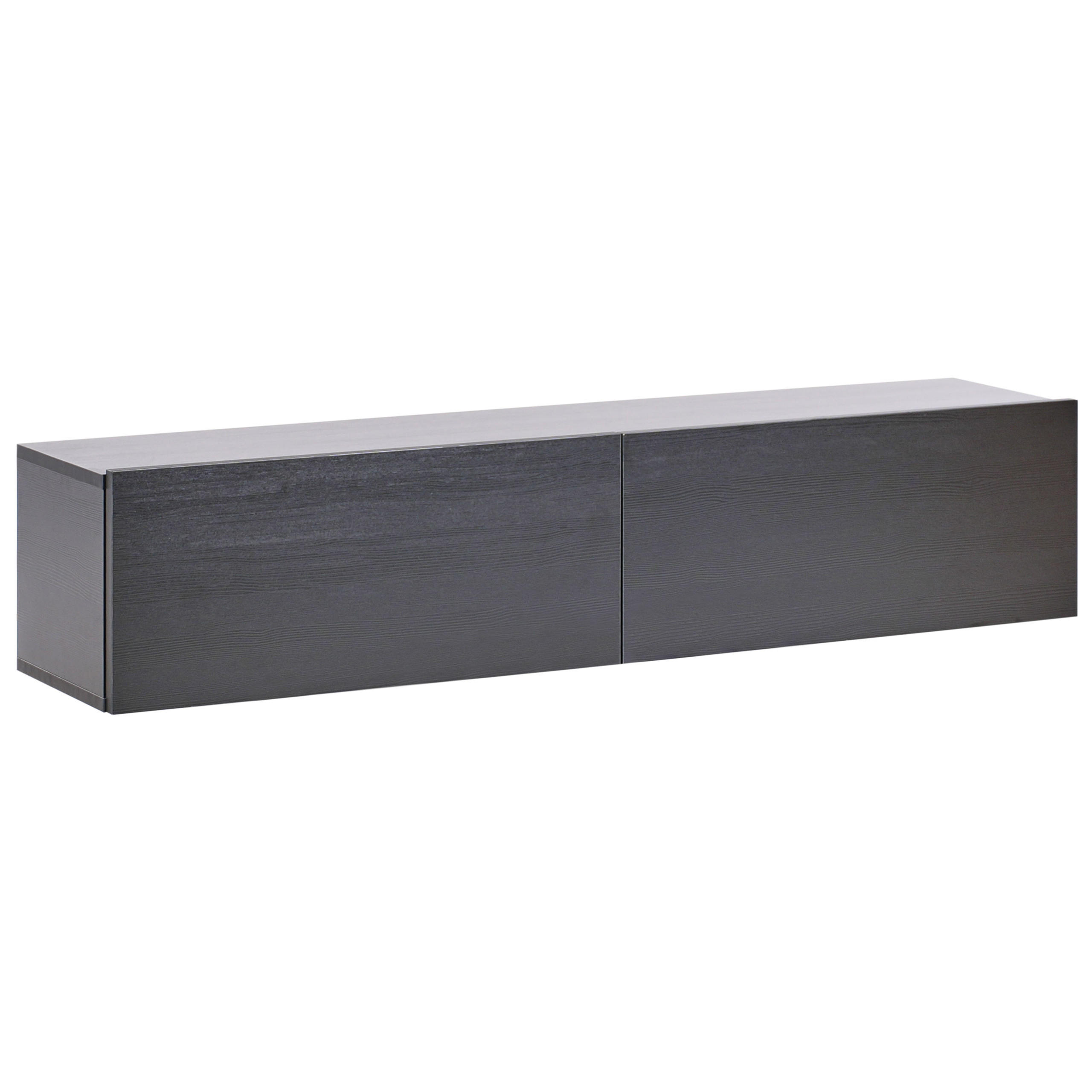 WANDMONTIERTER-TV-SCHRANK Schwarz Gladstone - Schwarz, Holzwerkstoff (140/30/32cm) - Beliani