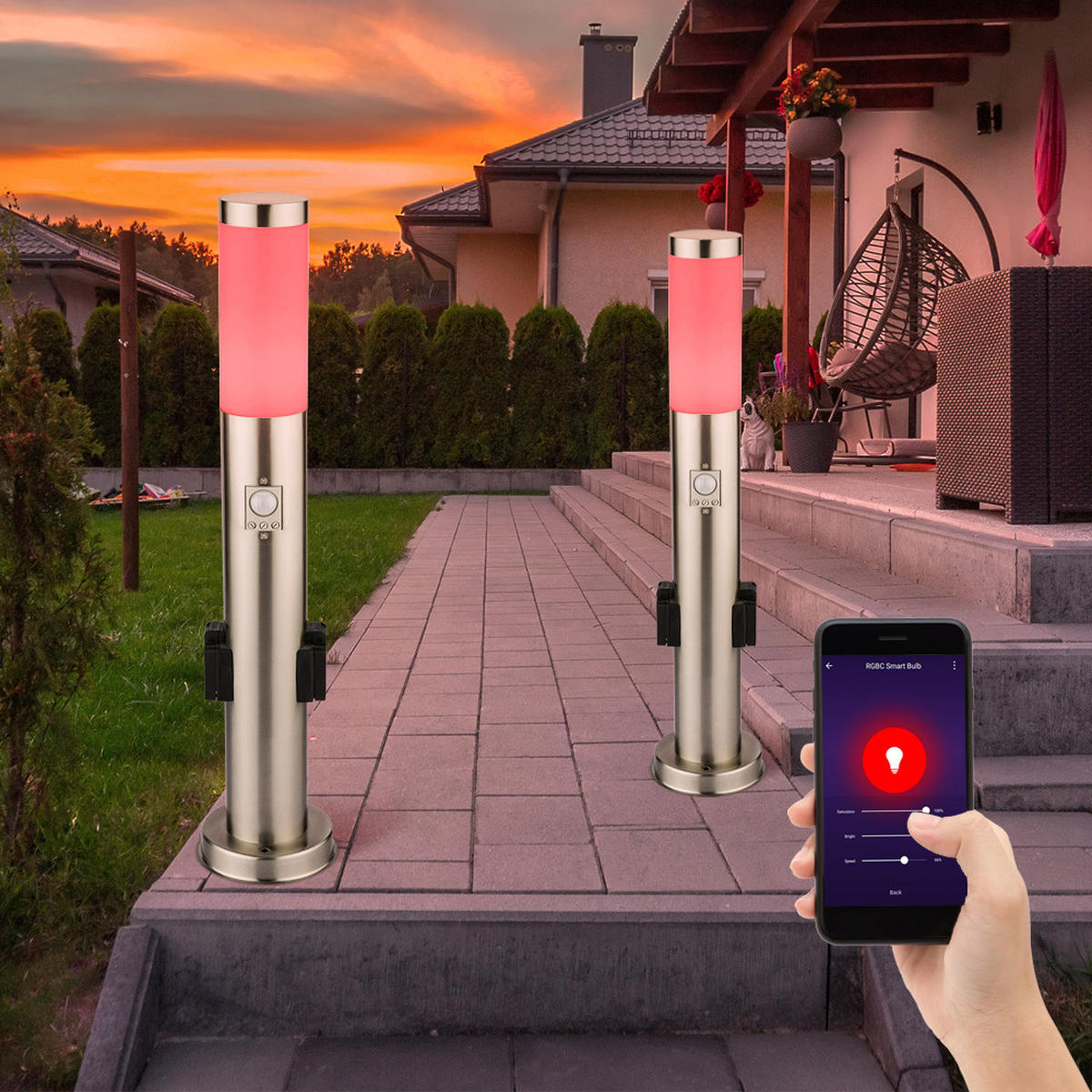 LED STEHLEUCHTE BOSTON Edelstahl Silber - Silberfarben, Kunststoff (7.6/7.6/60cm) - Globo Lighting