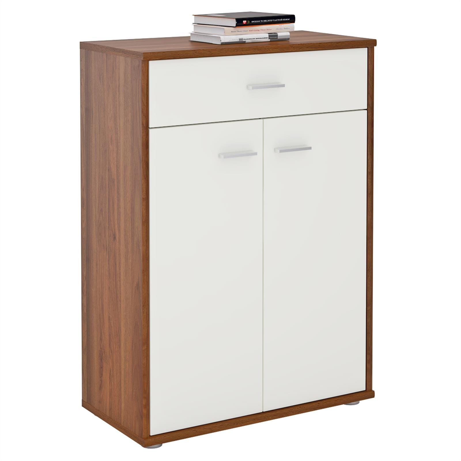CARO-Möbel Kommode Nussbaum, Weiß 60x84x30 cm