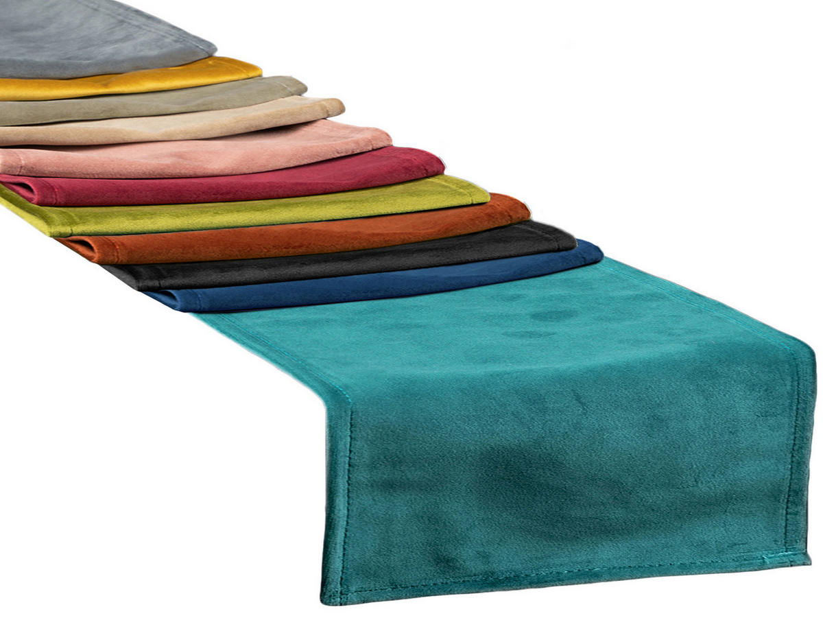 TISCHLÄUFER Samt&Sonders mai-grün 140/40 cm - Olivgrün/Grün, Textil (40/140cm) - beties Heimtextil