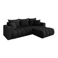ROHOVÁ SEDAČKA s funkcí spaní, otoman vpravo MILA-L-v1 277x195x86 černá velur - černá, kompozitní dřevo/textil (277/194cm) - ALTDECOR