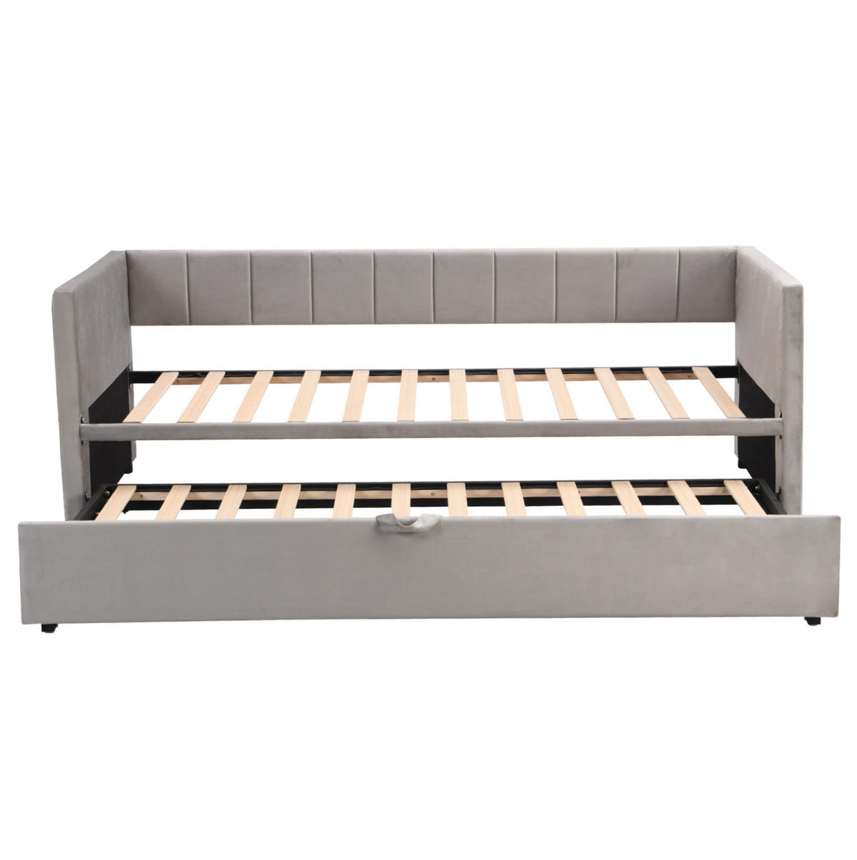 POLSTERSCHLAFSOFA 90/200 cm ausziehbar auf 180/200 cm mit Lattenrost und Armlehnen, Grau - Grau, Leder (90/200cm) - Redom
