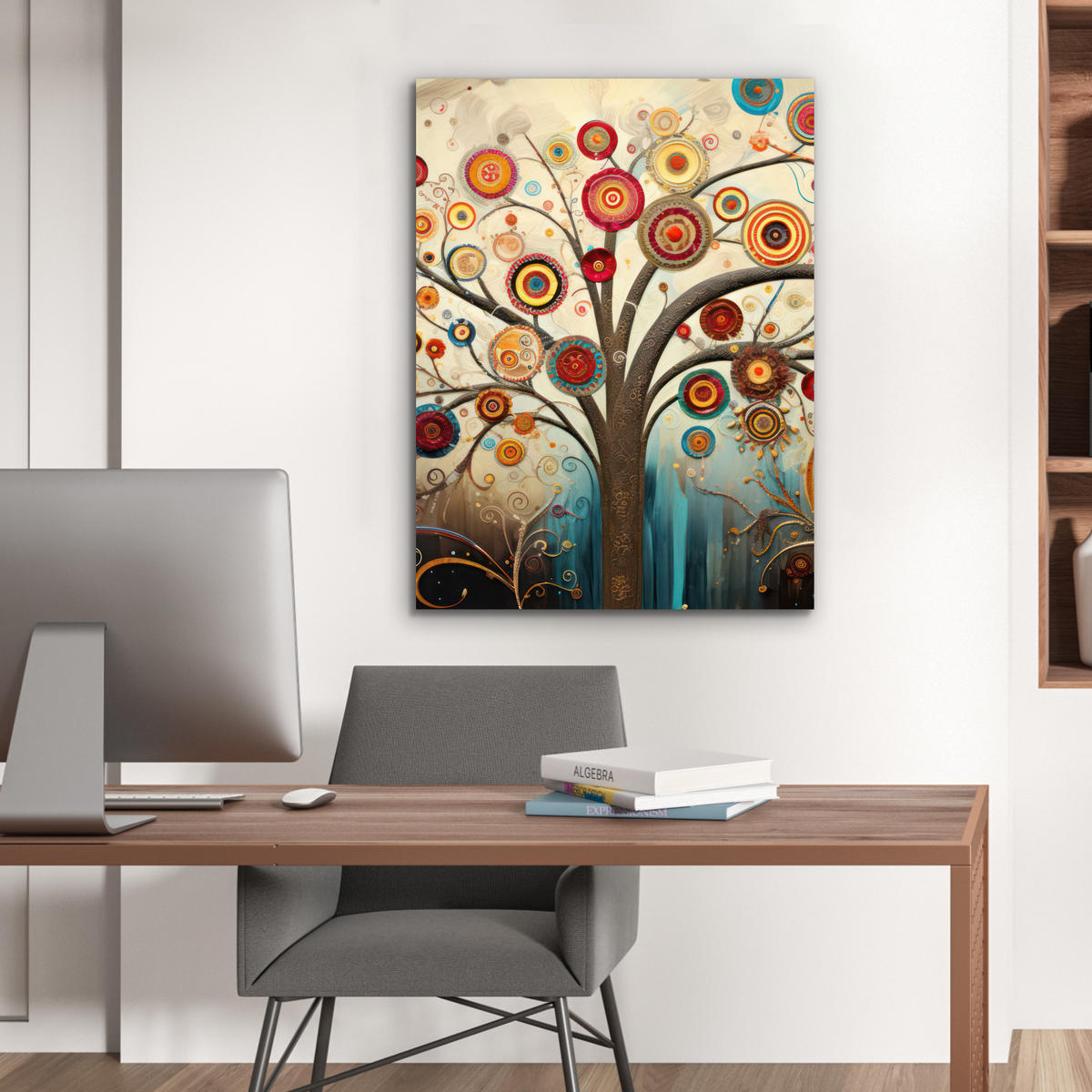 KOVOVÝ OBRAZ Strom - Strom života - Farba 60x80 cm - hnedá, kov (60/80cm) - MuchoWow