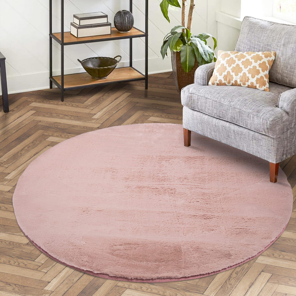 HOCHFLOR-TEPPICH Topia 400 Puder-Rosa 160 cm Rund - Rosa, Textil (160/160cm) - carpet city