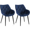 ARMLEHNENSTUHL 2er Set Samt Dunkelblau - Schwarz/Dunkelblau, Textil/Metall (58/83/62cm) - CLP