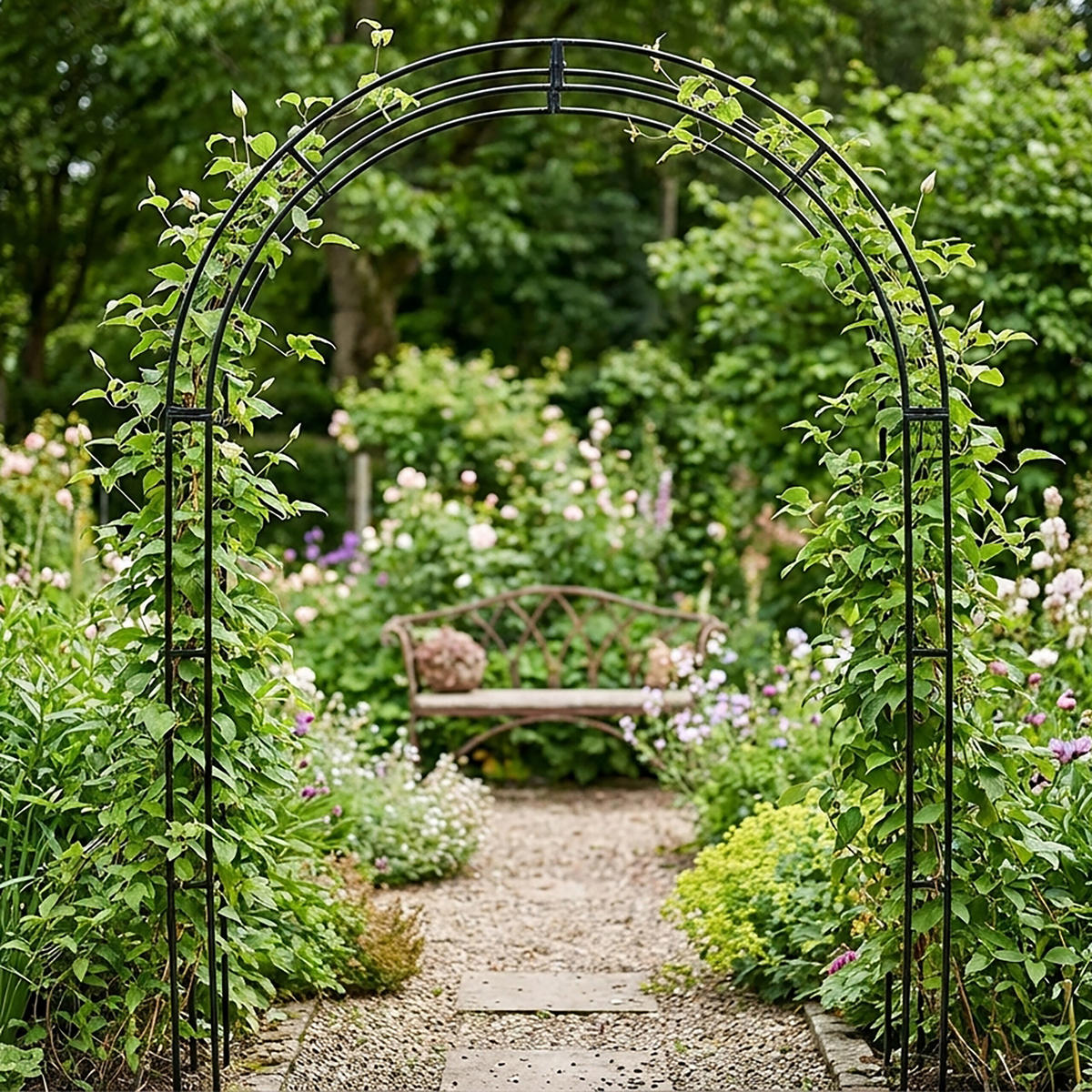 ROSENBOGEN - Schwarz, Metall (140/240/38cm) - Relaxdays