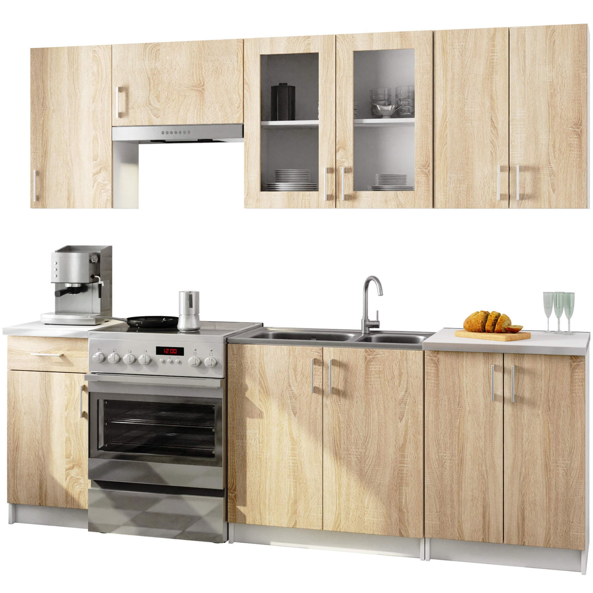 KUCHYŇSKÝ BLOK Bílá, dub Sonoma 203/240/44,5 - bílá, kompozitní dřevo (240/203/44.5cm) - RAUMHIRSCH FURNITURE