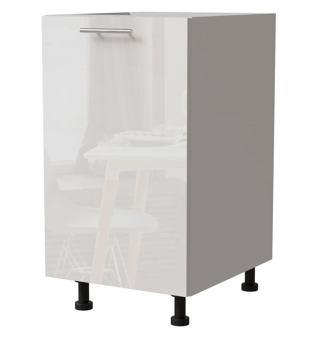 KÜCHENUNTERSCHRANK Essen D1D/45 Weiß Hochglanz / Weiß Matt 45 / 50 / 82cm - Weiß Hochglanz/Weiß, Holz/Holzwerkstoff (45/82/50cm) - Feldmann-Wohnen