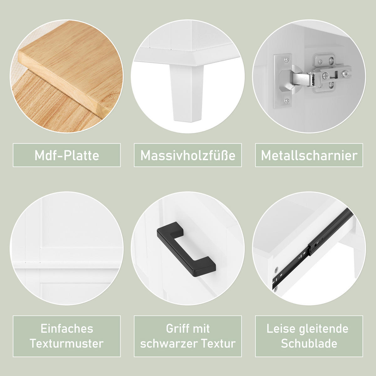 WASCHTISCHKOMBI mit Keramikbecken 76x46x83.5cm in Weiß, 1 Schublade & 3 Türen - Weiß, Holzwerkstoff (76/83.5/46cm) - Modfu