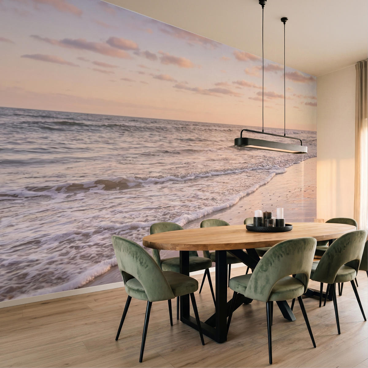 TAPETE - Strand - Brandung - Wolken - 450x260 cm - Hellrosa, Papier (450/260cm) - OnlyWow