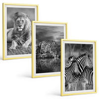 BILDER SET 3er Set - 40x60 cm Goldrahmen - Wildtiere der Savanne - Goldfarben, Kunststoff (40/60cm) - TULUP