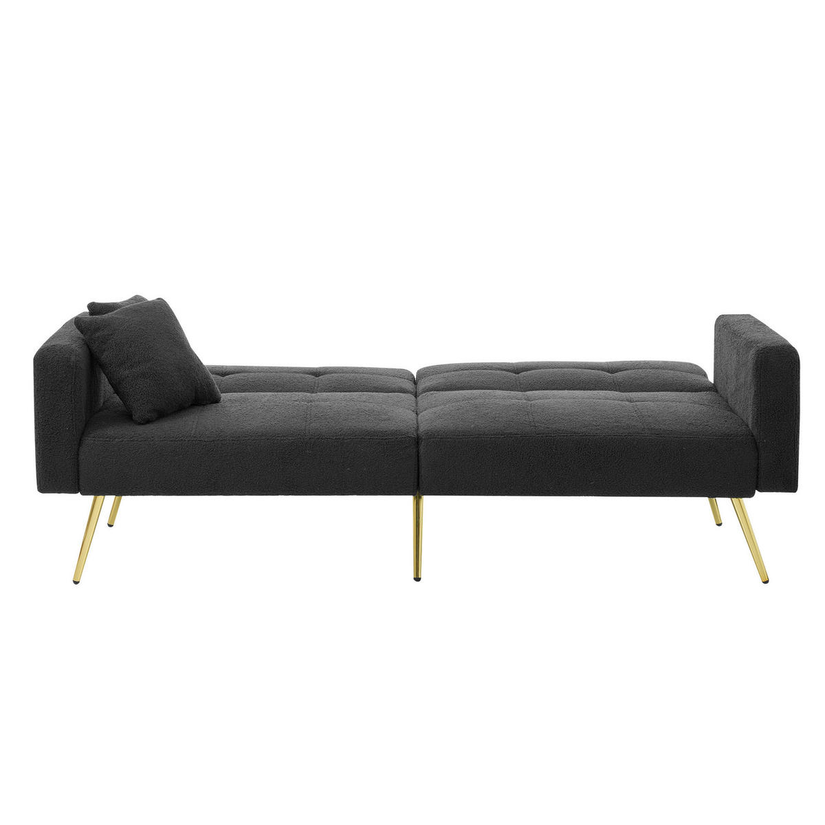 SCHLAFSOFA Lammwollstoff mit verstellbarer Rückenlehne und Seitentaschen Antikgrau 175/64/72 cm - Grau, Textil (64/72/175cm) - Redom