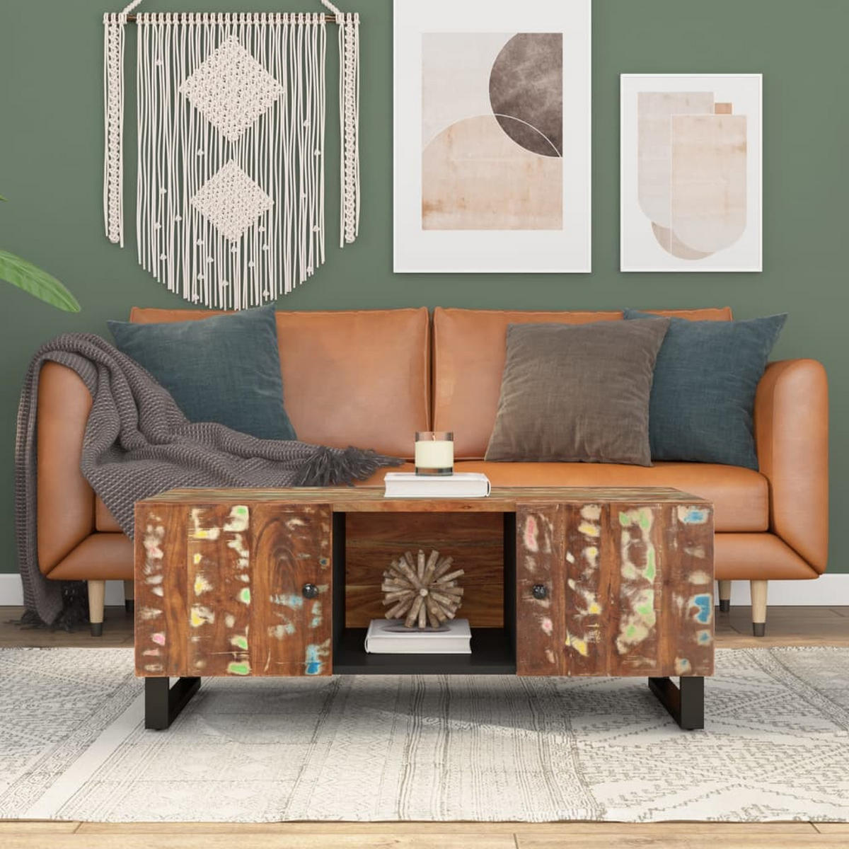 COUCHTISCH 100x54x40 cm Altholz Massiv & Holzwerkstoff - Braun, Holz (54/100/40cm) - furnicato