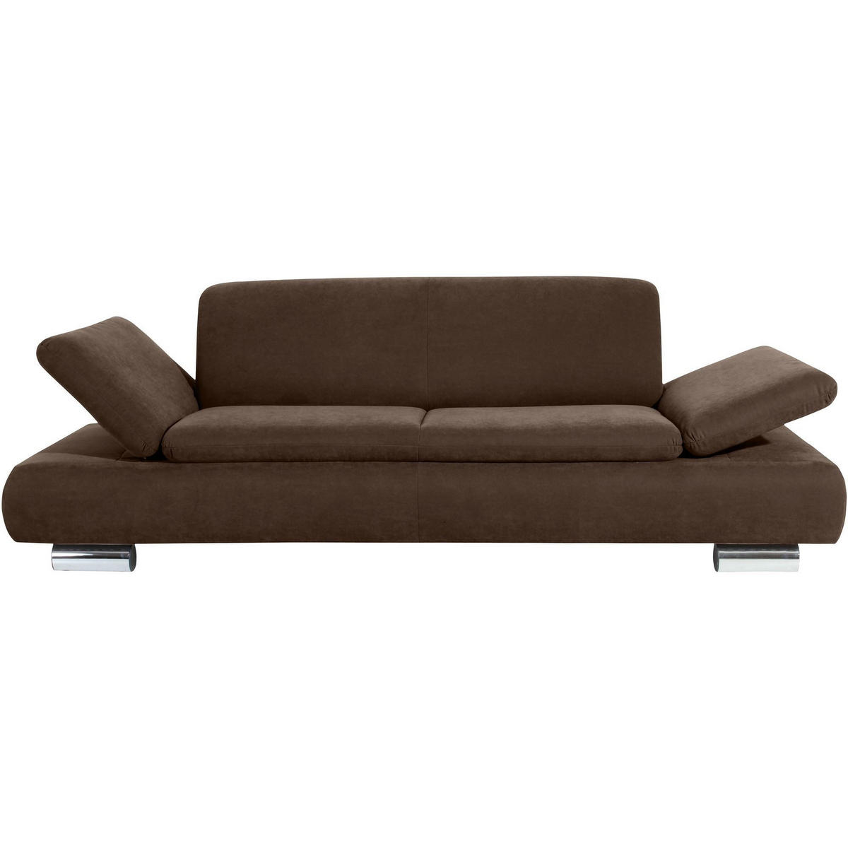 SOFA 2,5-Sitzer Kaye Bezug Veloursstoff Metallfuß verchromt / braun - Braun, Kunststoff (221/76/90cm) - 58aufmkessel