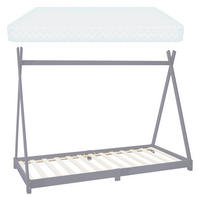 KINDERBETT Tipi mit Matratze 90x200 cm Hellgrau - Hellgrau, Holz (90/200cm) - ML-DESIGN