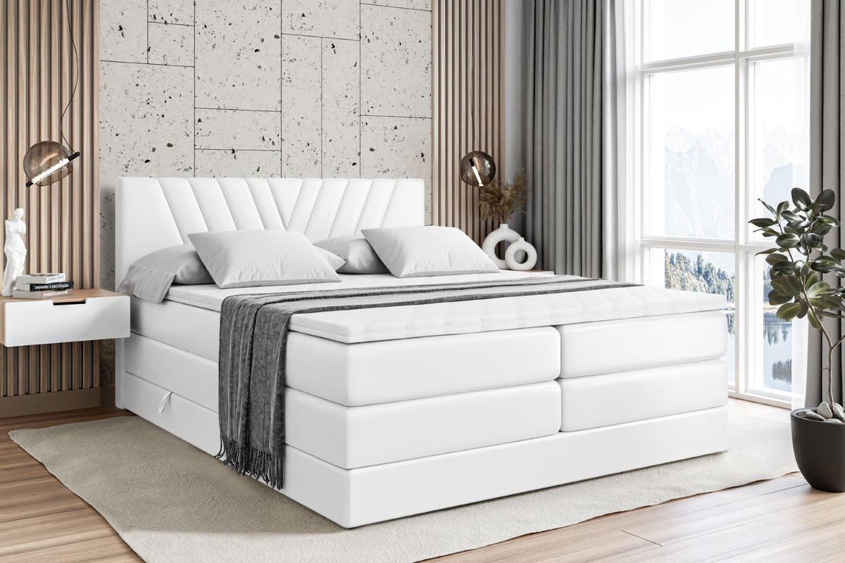 BOXSPRINGBETT ERNINA KING - 180x200 - H3/H4 - Weiß Hochglanz - Weiß Hochglanz, Holzwerkstoff (180/200cm) - ALTDECOR