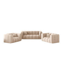 COUCHGARNITUR 2+1+1 Serie Grand Stilvol Stoff Haga Ecru - Ecru, Holz (197/70/91cm) - Kaiser Möbel