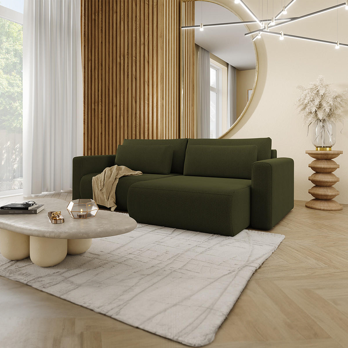 ECKSOFA Evy 3 Sitzplätze Grün - Grün, Holz (240/149cm) - Petits-meubles