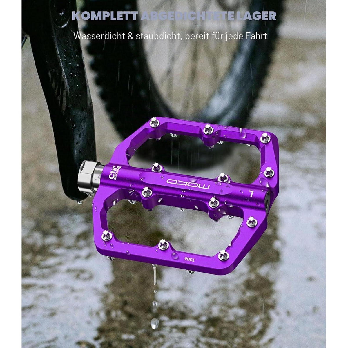 FAHRRADPEDALE MTB CNC-Aluminium Violett - Violett, Metall (98/1/125cm)