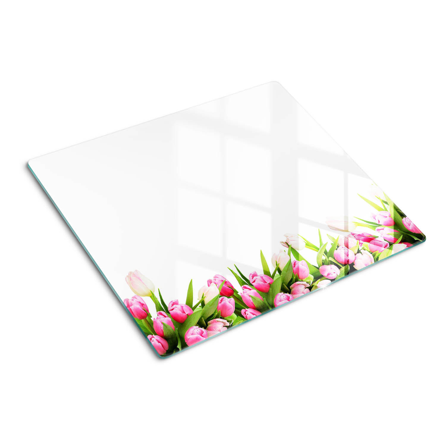 GLASPLATTE 60x52 cm Rosa Tulpen - Pink, Glas (60/0.4/52cm) - TULUP