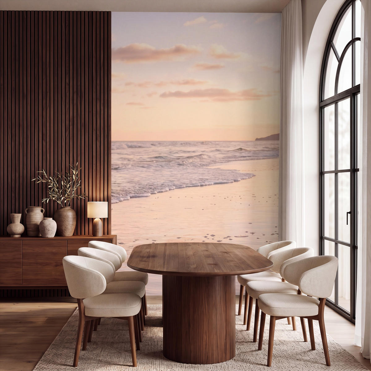 TAPETE - Strand - Brandung - Wolken - 160x280 cm - Hellrosa, Papier (160/280cm) - OnlyWow