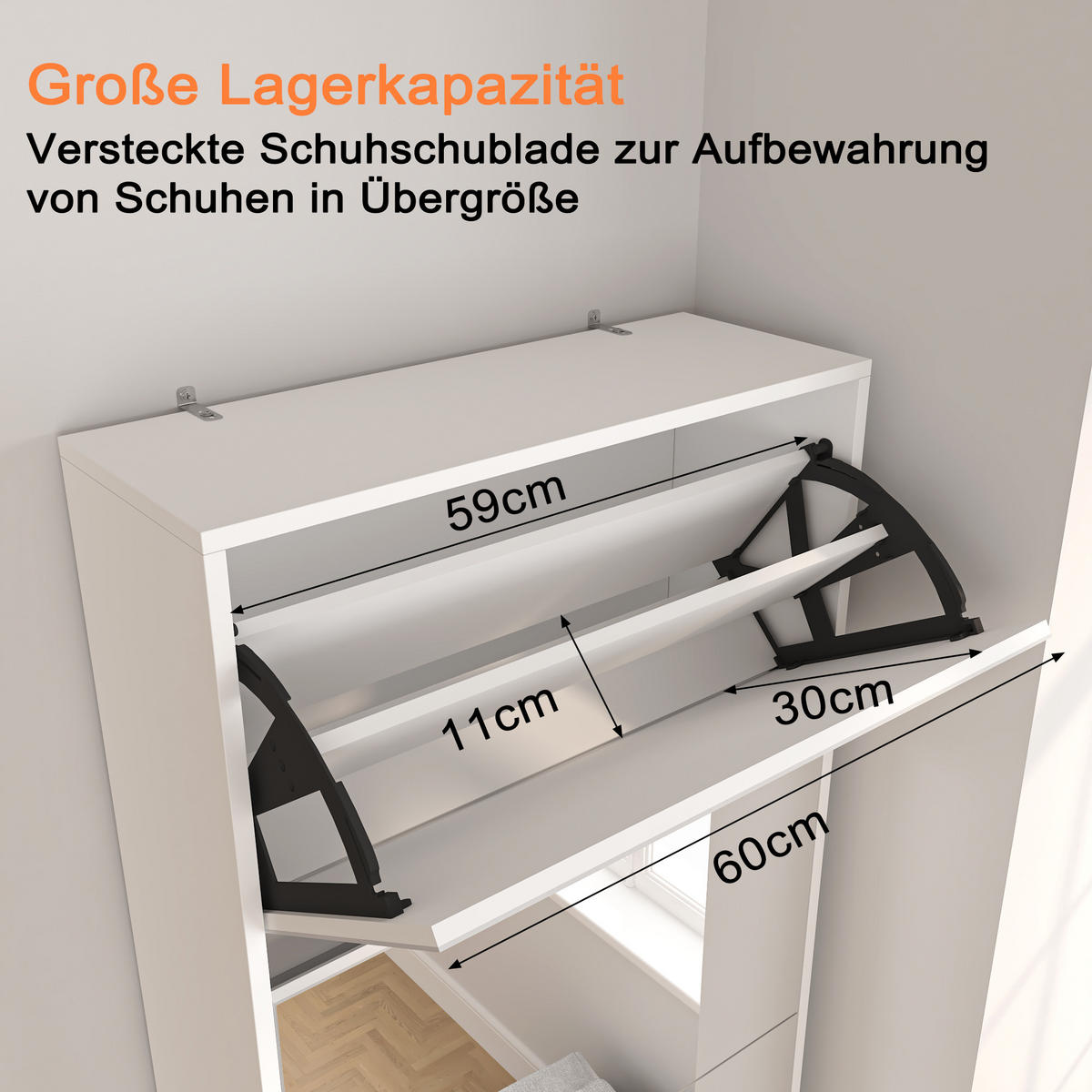 SCHUHSCHRANK Weiß 63/23.6/185 cm - Weiß, Holzwerkstoff (63/185/23.6cm) - PANGIVO