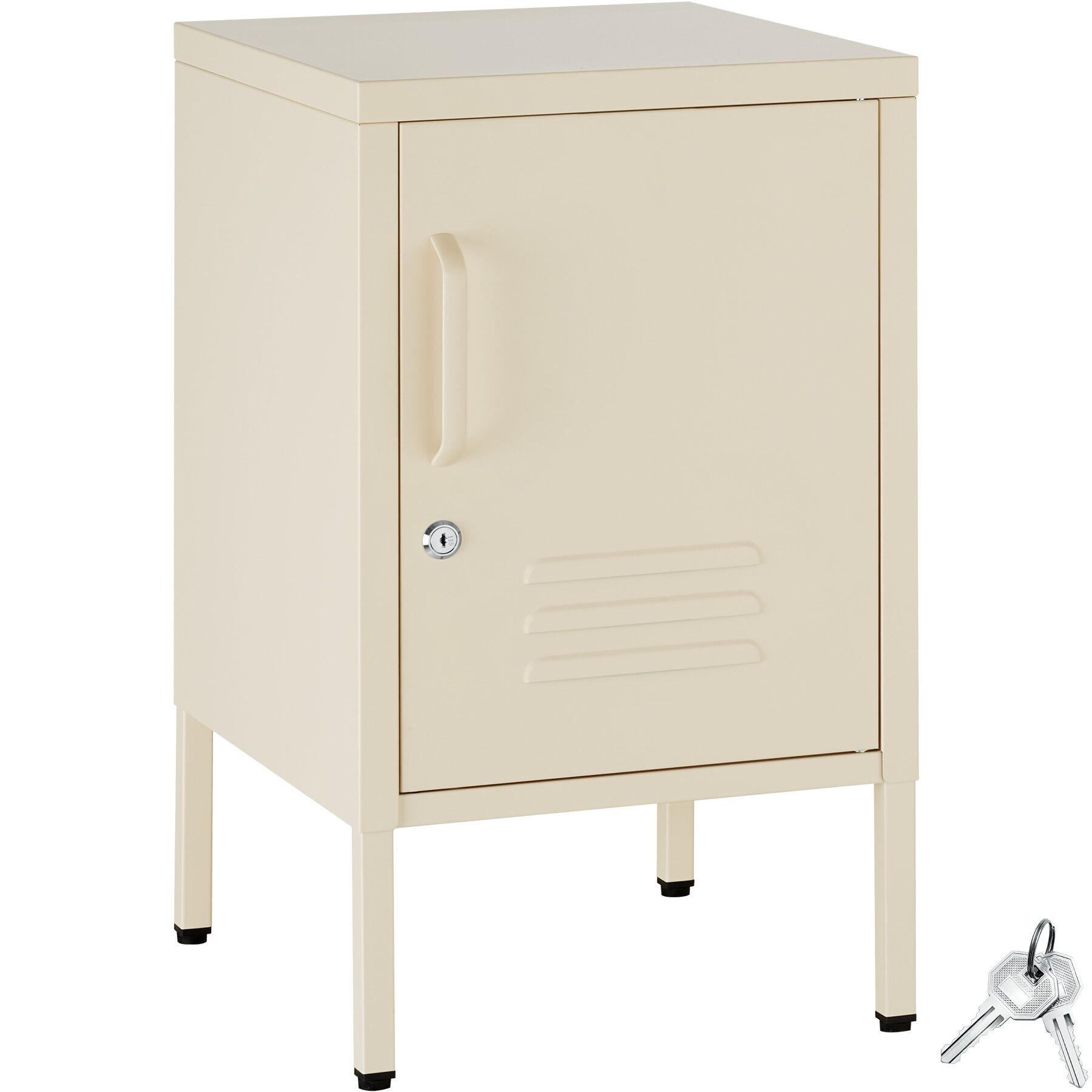NACHTSCHRANK Baker, Kippschutz, höhenverstellbare Füße, creme - Creme, Metall (35/60.5/42.5cm) - tectake