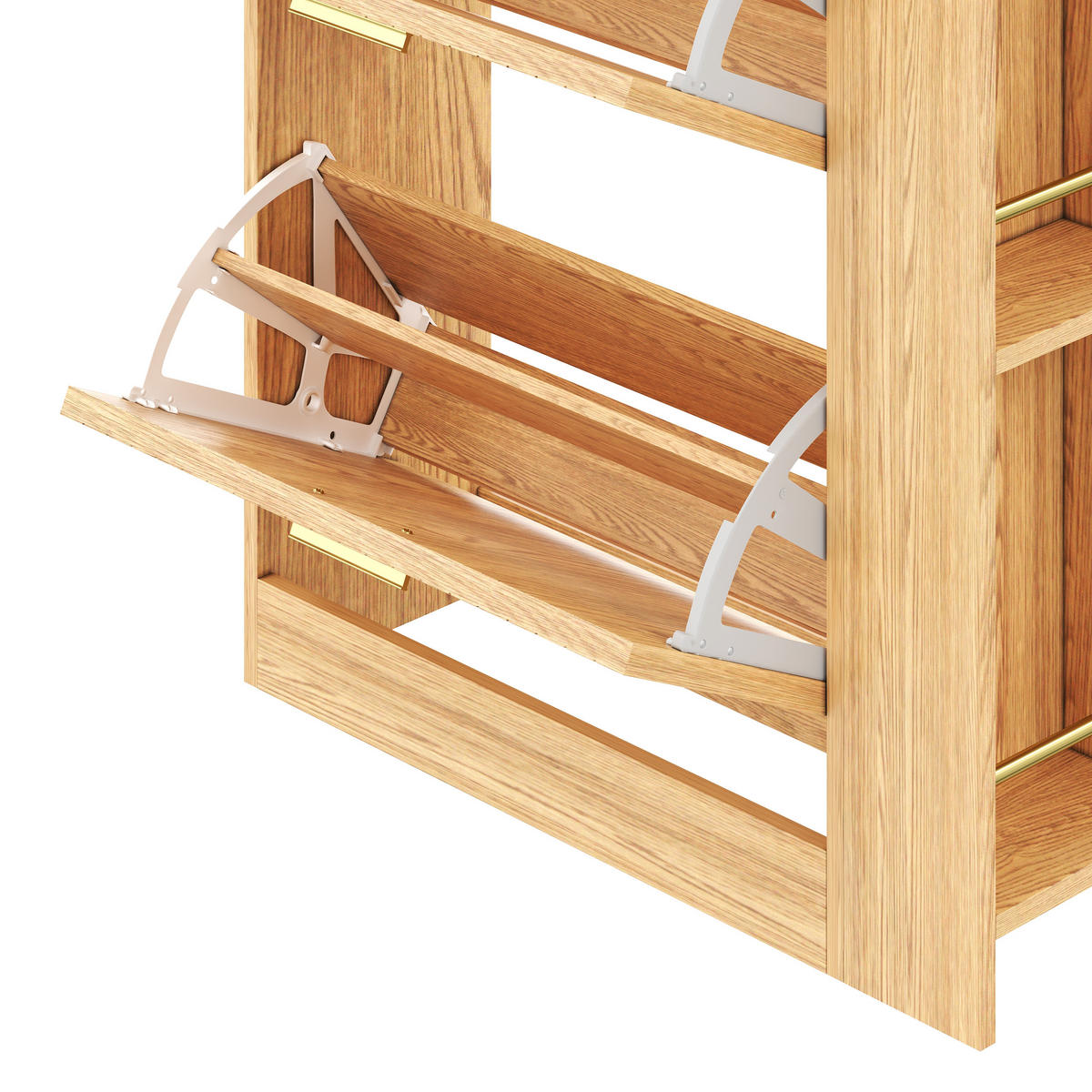 SCHUHSCHRANK aus MDF 70x23,5x115cm in Natur mit 3 Türen - Naturfarben, Holzwerkstoff (70/115/23.5cm) - Modfu