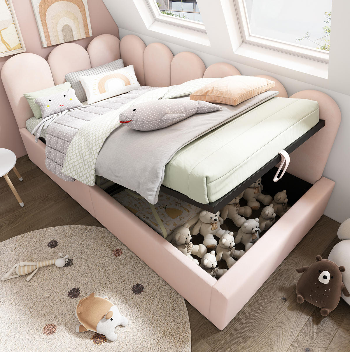 POLSTERBETT 90/190 cm Rosa aus Samt mit Bettkasten - Pink, Textil (90/190cm) - OKMYHOME