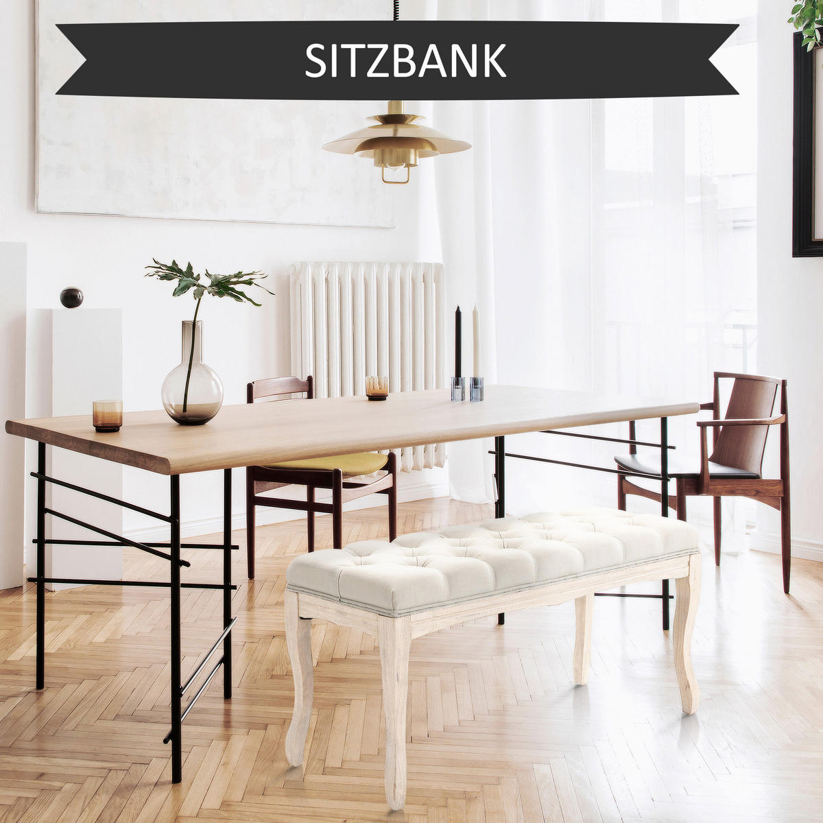 POLSTERBANK Beige - Beige, Holz/Textil (110/48/40cm) - Jamb