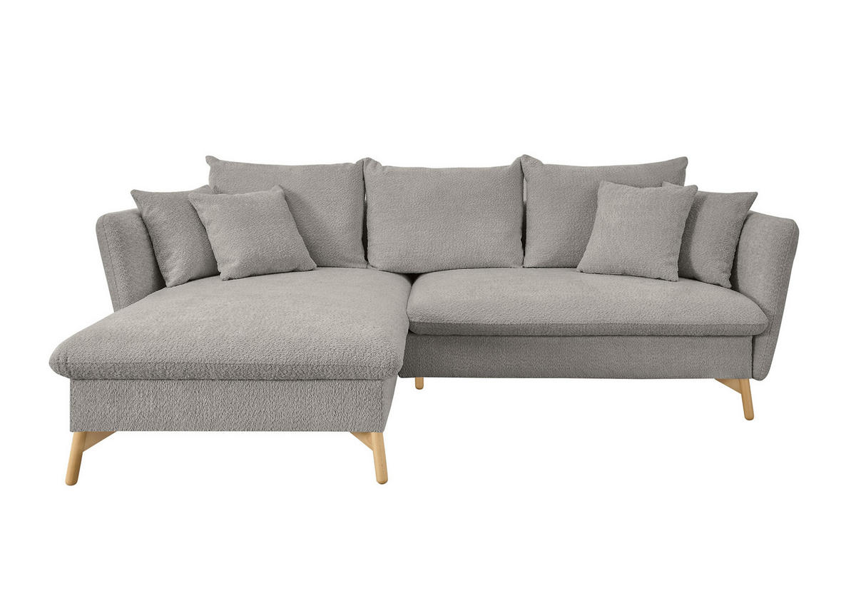ECKSOFA S11 Ambriamo Hellgrau 258/91/167 cm Recamiere links - Hellgrau, Textil (167/258cm) - Livojo